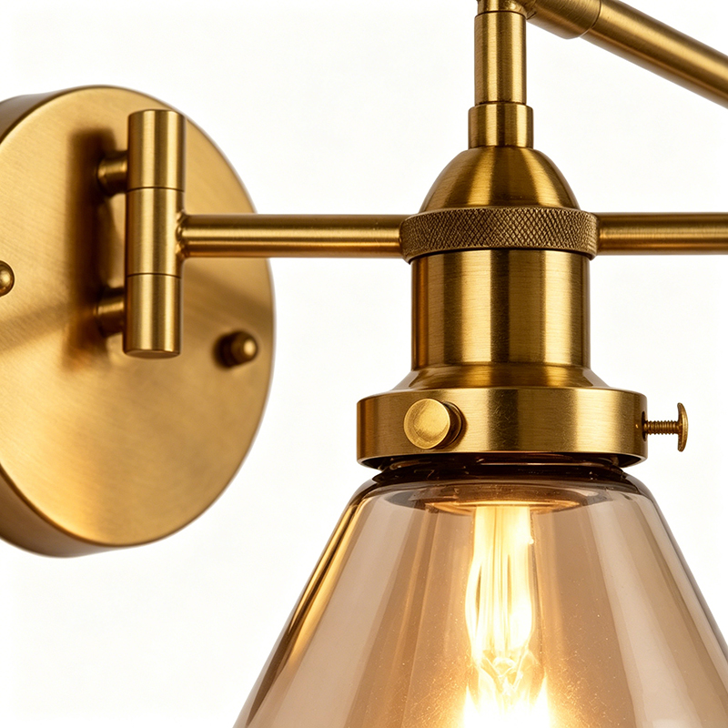Vintage Brass Swing Arm Wall Sconce, 3 Styles Glass Shade Task Light - Image 5