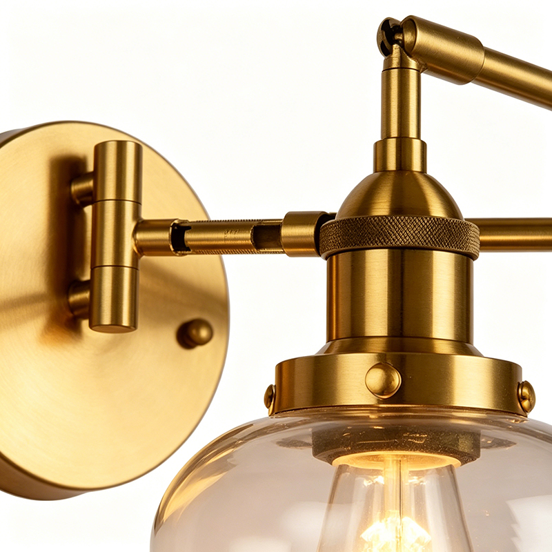 Vintage Brass Swing Arm Wall Sconce, 3 Styles Glass Shade Task Light - Image 8