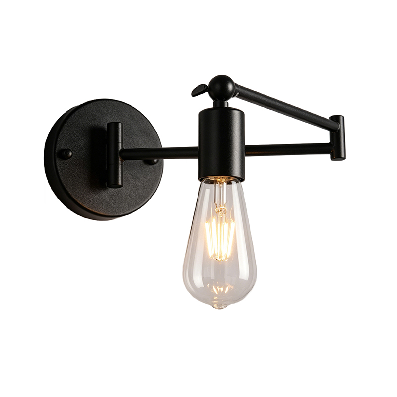 Industrial Swing Arm Wall Sconce, 2 Finishes Bare Bulb Task Light - Image 6