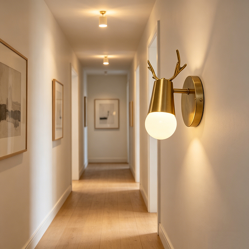 Whimsical Brass Antler-Shaped Wall Light Collection - Image 2