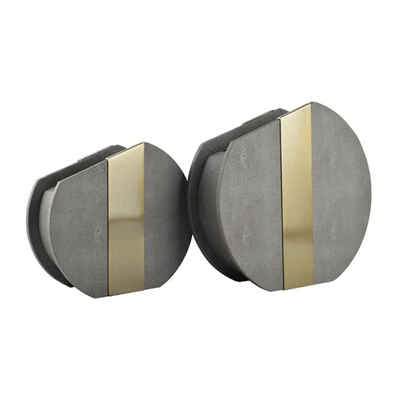 Geometric Metal & Faux Leather Round Vase Assortment - Image 6