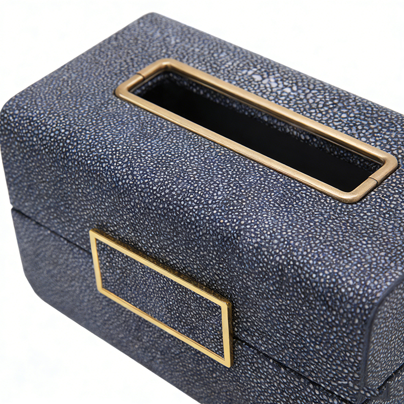 Luxury Faux Leather & MDF Tissue Box Set With Metal Accents (6 Styles) - Image 2