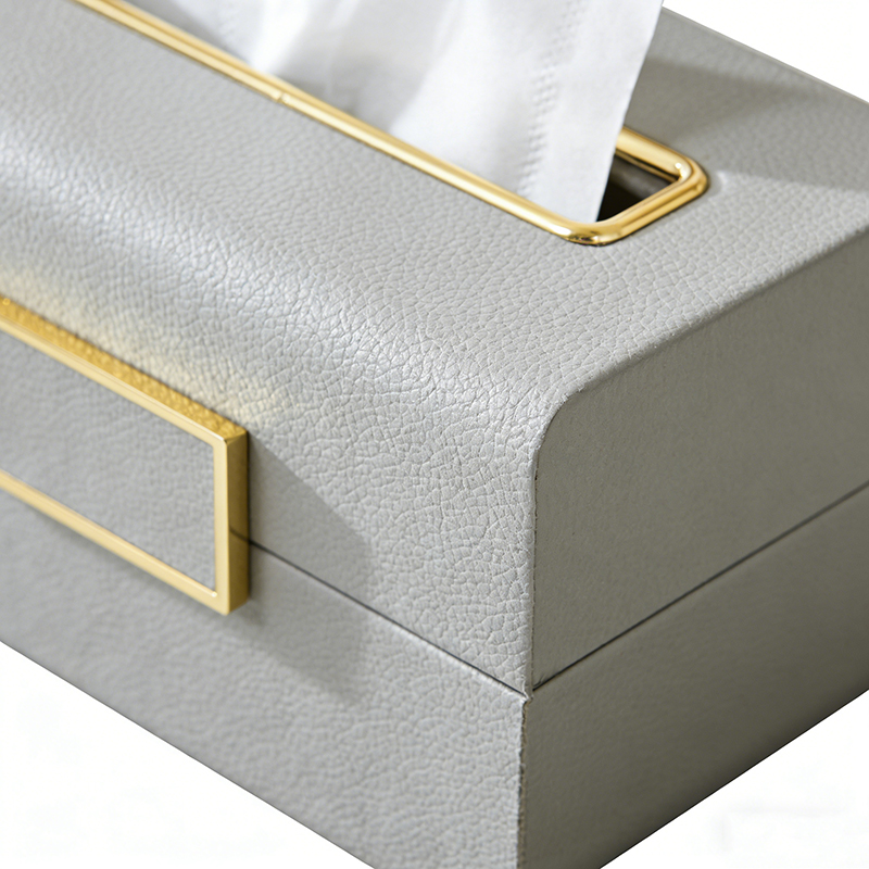 Luxury Faux Leather & MDF Tissue Box Set With Metal Accents (6 Styles) - Image 6