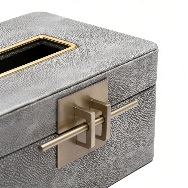 Luxury Faux Leather & MDF Tissue Box Set With Metal Accents (6 Styles) - Image 10
