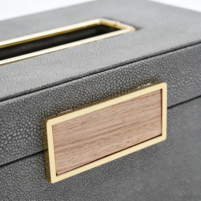 Luxury Faux Leather & MDF Tissue Box Set With Metal Accents (6 Styles) - Image 12