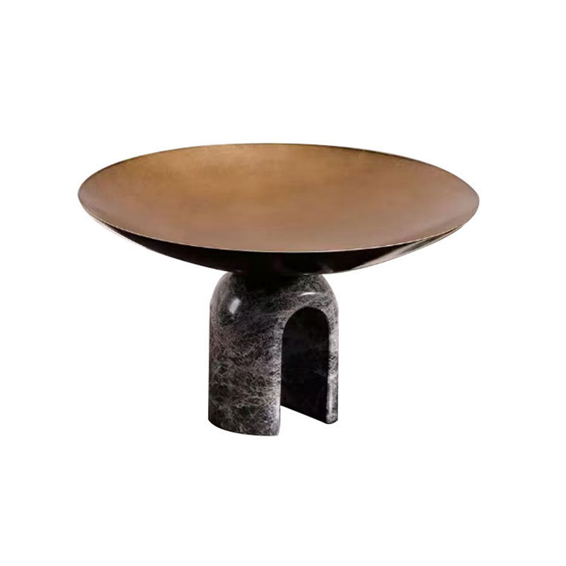 Arch Pedestal Metal & Marble Serving Bowl Set (Two-Size Design) - Image 6