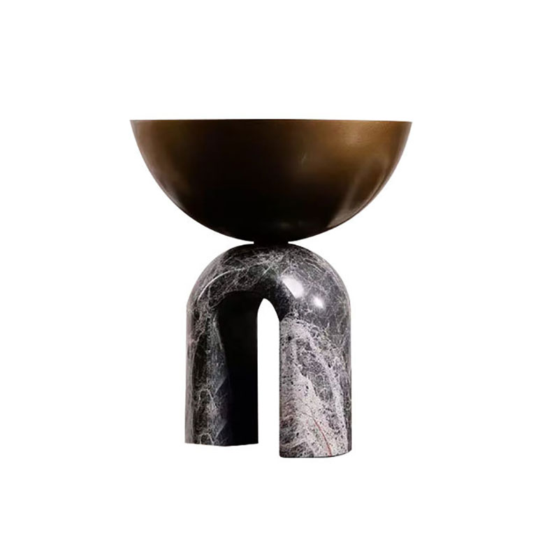 Arch Pedestal Metal & Marble Serving Bowl Set (Two-Size Design) - Image 9