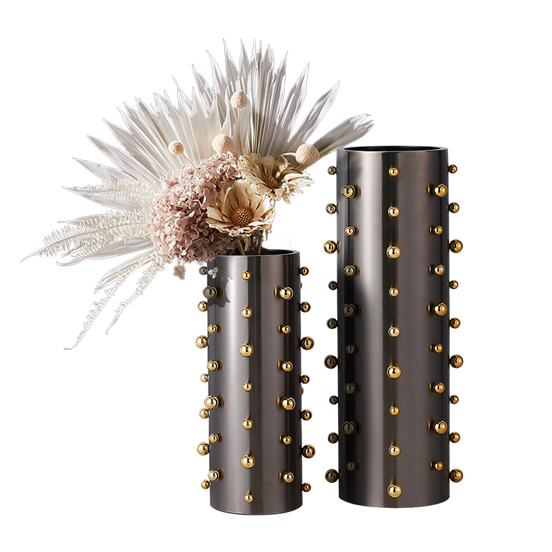 Accented Metal Cylinder Vase - Image 8