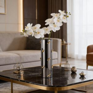 Accented Metal Cylinder Vase