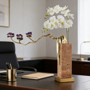 Organic Metal & Marble Vase