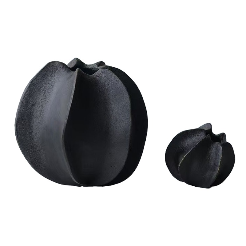 Sleek Black Aluminum Alloy Vase Set (2 Sizes) - Image 4