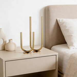 Elegant Gold Metal U-Shaped Candle Holders Set(Two Different Sizes)