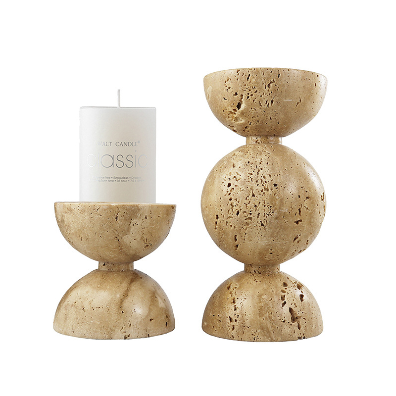 Natural Marble Geometric Candle Holder Set - Image 6