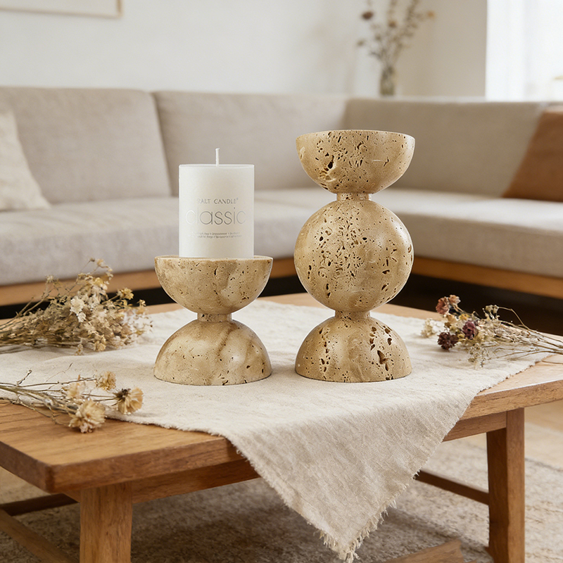 Natural Marble Geometric Candle Holder Set - Image 4