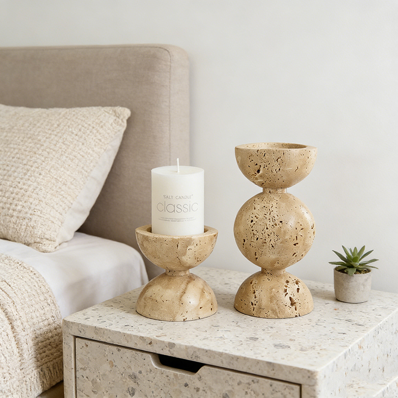 Natural Marble Geometric Candle Holder Set - Image 5