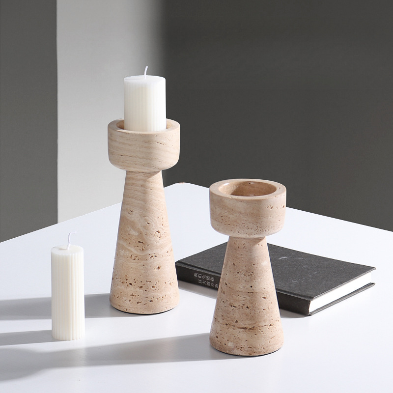Natural Marble Geometric Candle Holder Set - Image 7