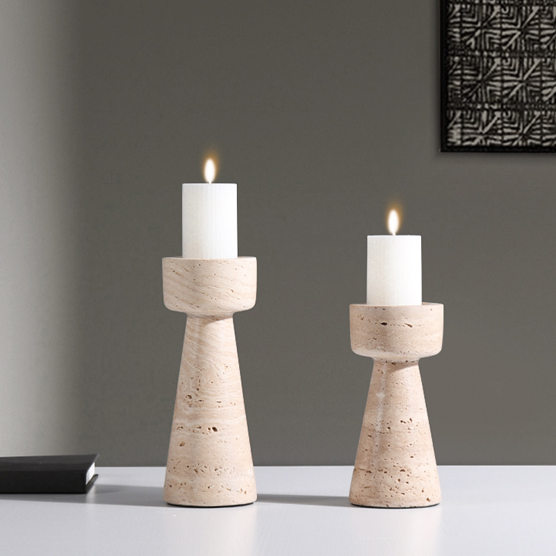 Natural Marble Geometric Candle Holder Set - Image 8