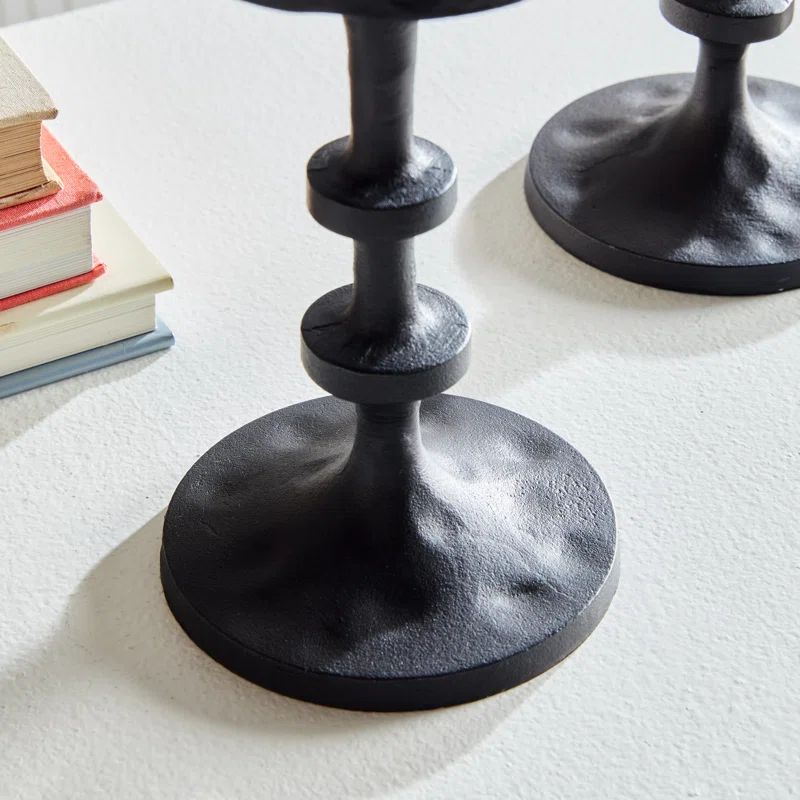 Vintage Zinc Pillar Candle Holders Set (2 Colors Available) - Image 7
