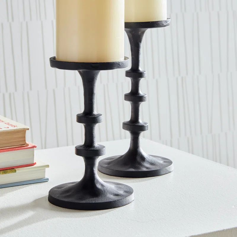 Vintage Zinc Pillar Candle Holders Set (2 Colors Available) - Image 6