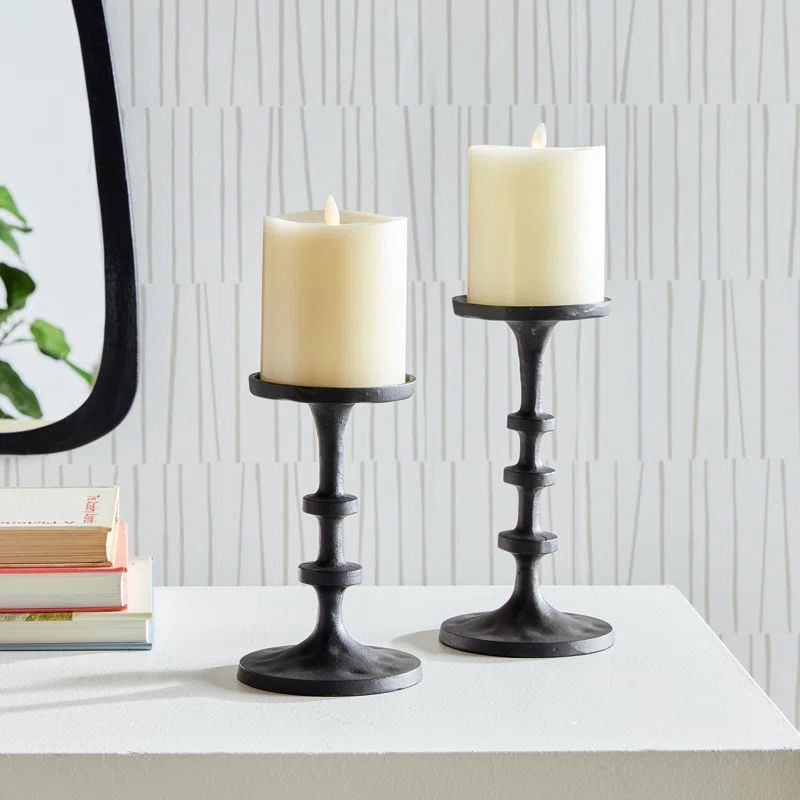 Vintage Zinc Pillar Candle Holders Set (2 Colors Available) - Image 5
