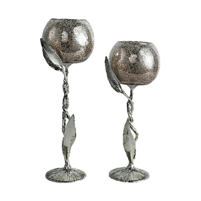 Sleek Zinc Alloy & Clear Glass Candle Holder Set (Two Finishes) - Image 8