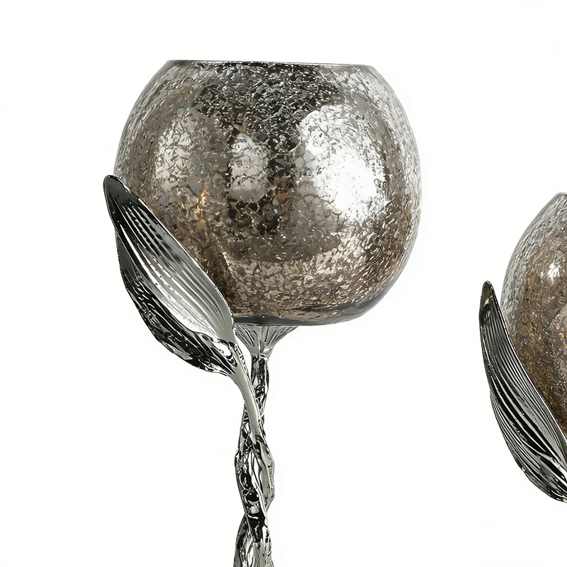 Sleek Zinc Alloy & Clear Glass Candle Holder Set (Two Finishes) - Image 7