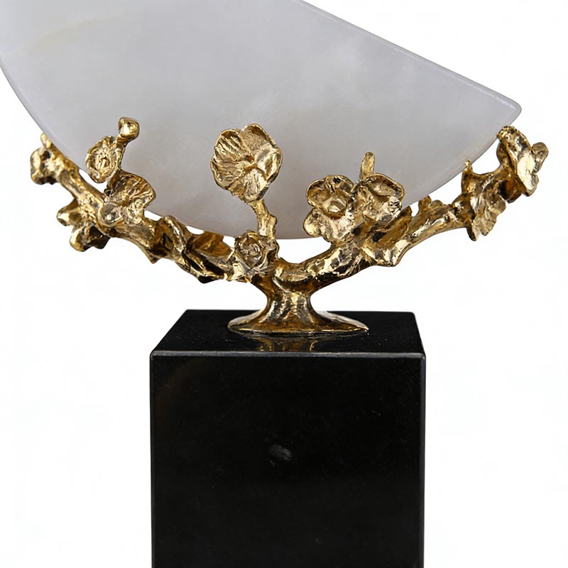 Elegant White Jade & Gold Brass Desktop Ornament Set - Image 5