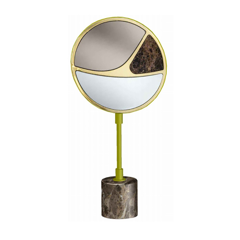Modern Gold Stainless Steel & Marble-Glass Circular Desktop Ornament Set - Image 6