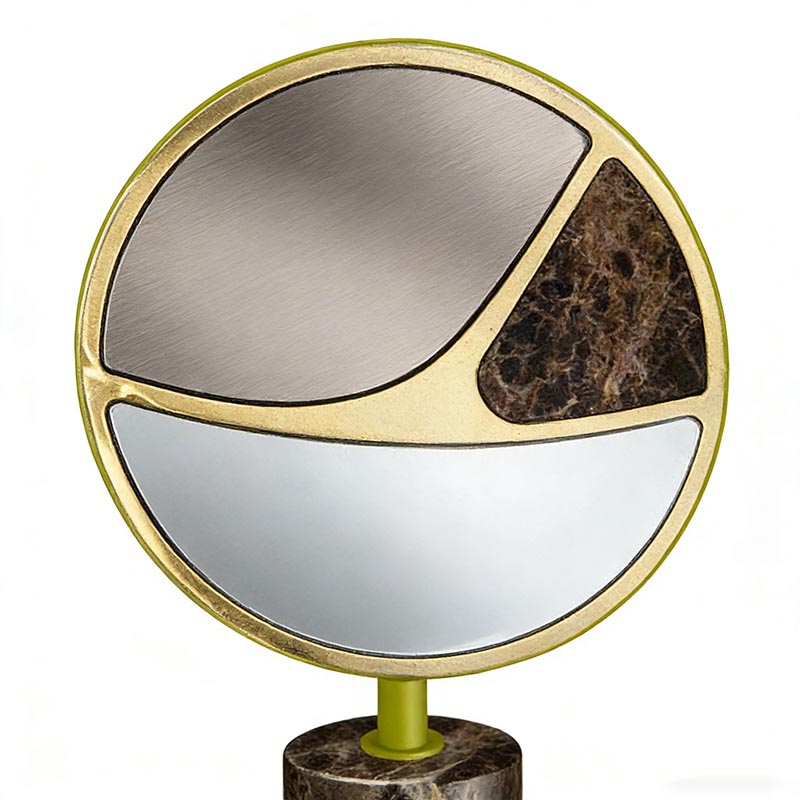 Modern Gold Stainless Steel & Marble-Glass Circular Desktop Ornament Set - Image 5