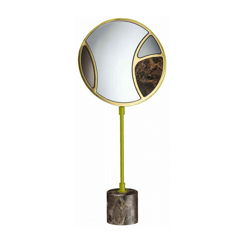 Modern Gold Stainless Steel & Marble-Glass Circular Desktop Ornament Set - Image 3