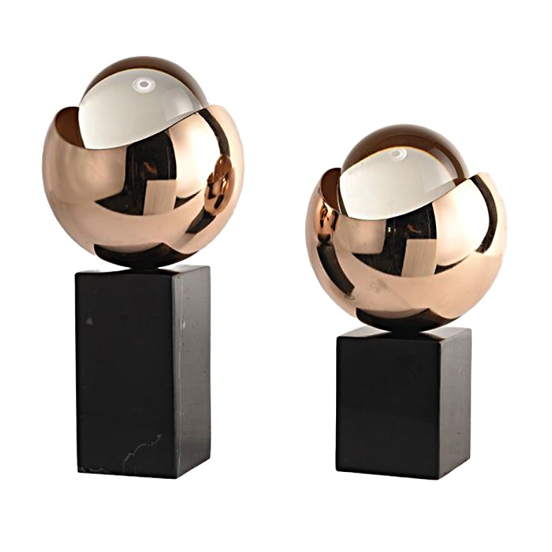 Luxurious Gold & Clear Crystal-Iron Marble Desktop Ornament Set (2 Sizes) - Image 3