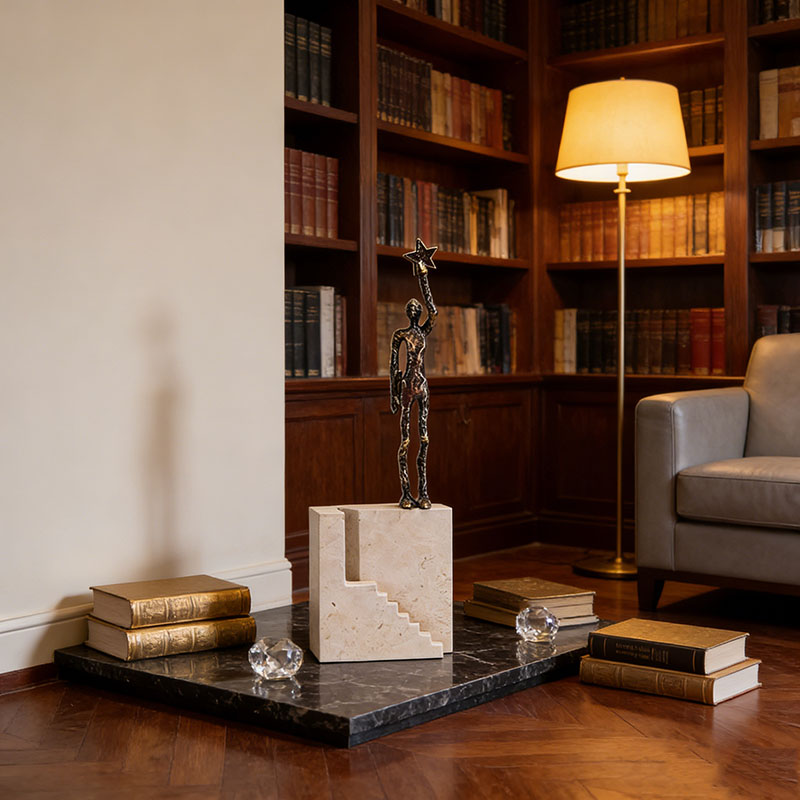 Modern Figurative Alloy & Stone Desktop Ornament - Image 2