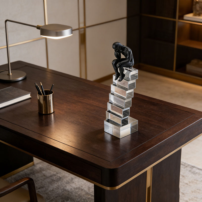 Contemplative Resin & Crystal Staircase Desktop Ornament - Image 2