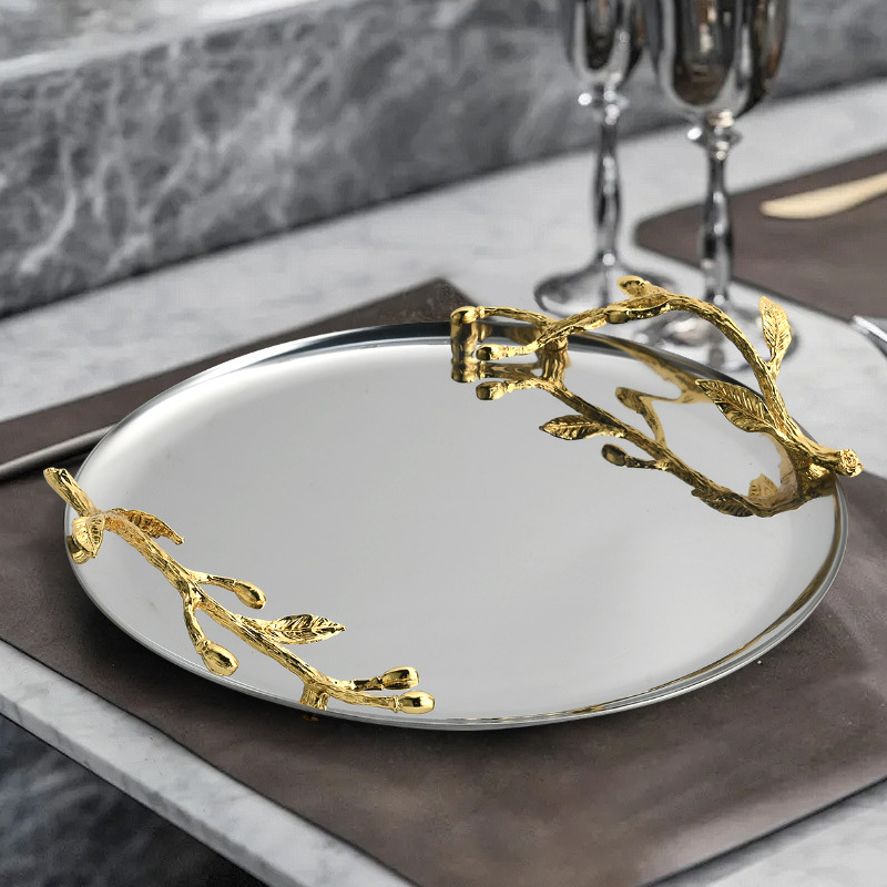 Silver Round Tray Set with Zinc Accents (Two Unique Styles) - Image 4
