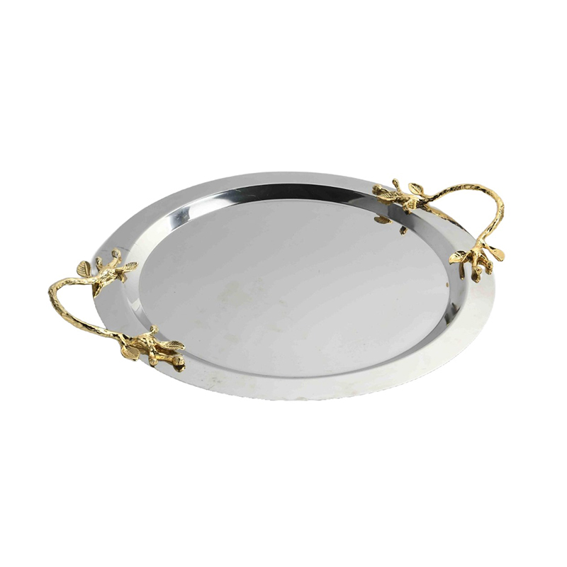 Silver Round Tray Set with Zinc Accents (Two Unique Styles) - Image 3