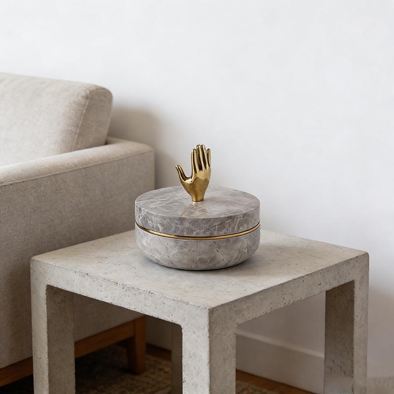 Artistic Brass & Marble Storage Jar Collection (Two Design Sets) - Image 3