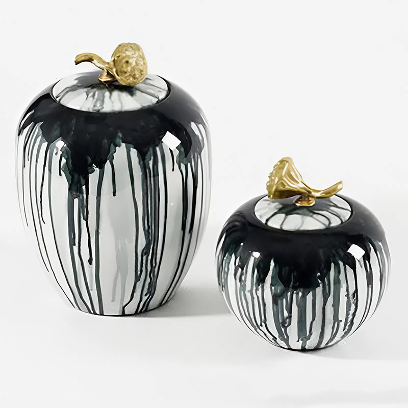 Artistic Brass & Ceramic Storage Jar Collection (Four Sets) - Image 3