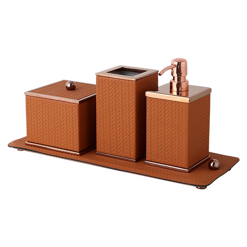 Stainless Steel & Quilted Leather Bathroom Accessory Set (2 Styles) - Image 8