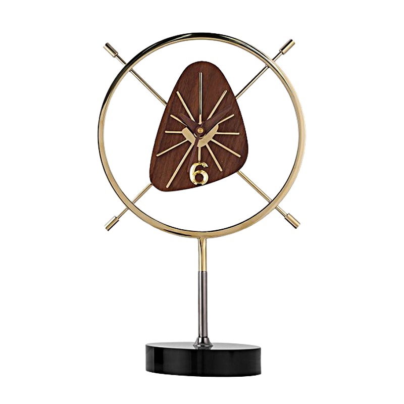 Stainless Steel Crystal Walnut Desk Clock Set - Image 6