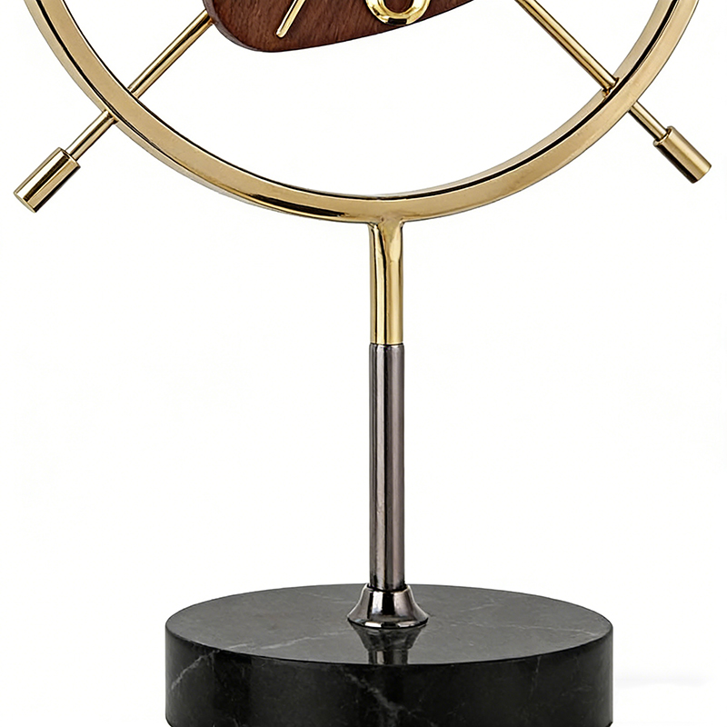 Stainless Steel Crystal Walnut Desk Clock Set - Image 5