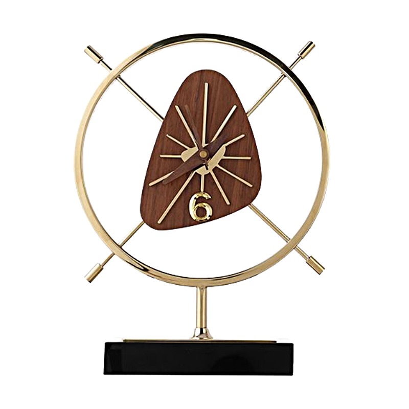 Stainless Steel Crystal Walnut Desk Clock Set - Image 3