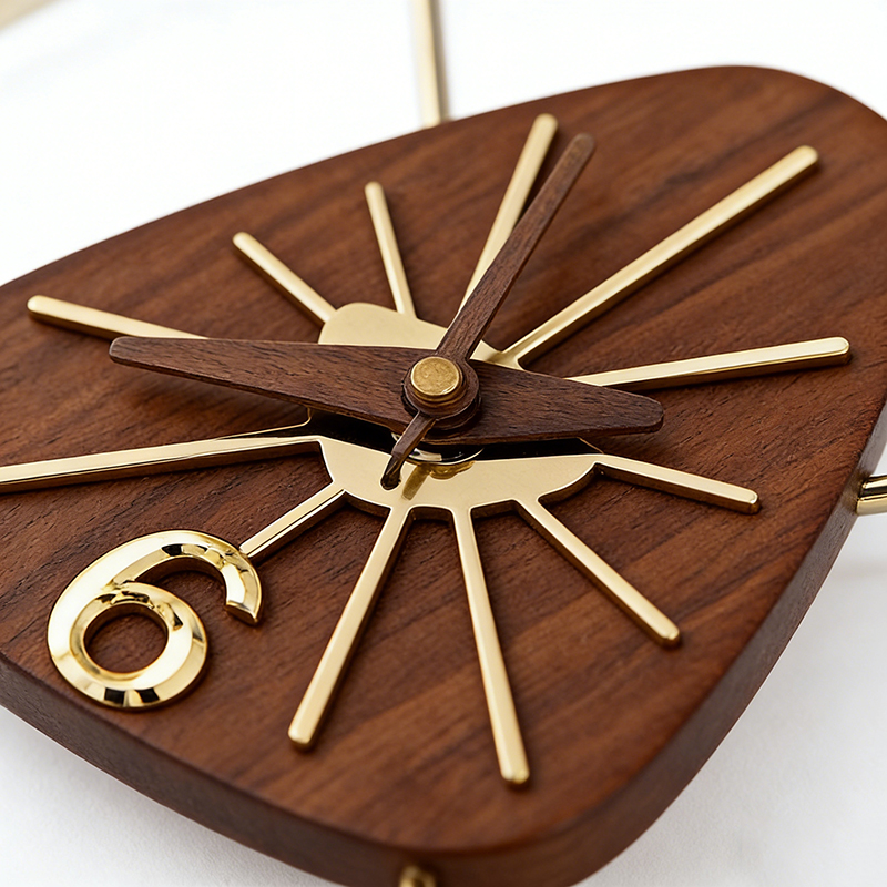 Stainless Steel Crystal Walnut Desk Clock Set - Image 2
