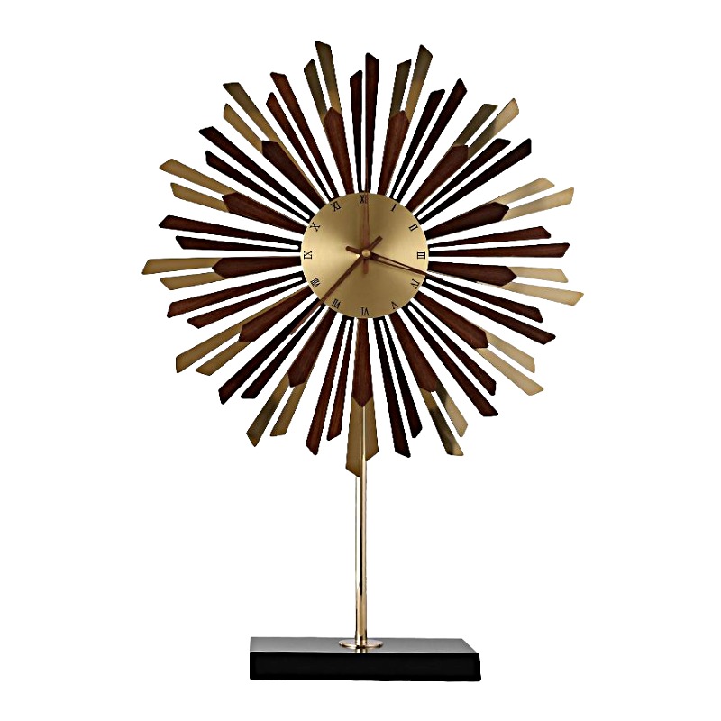 Stainless Steel Crystal Walnut Desk Clock Set - Image 9