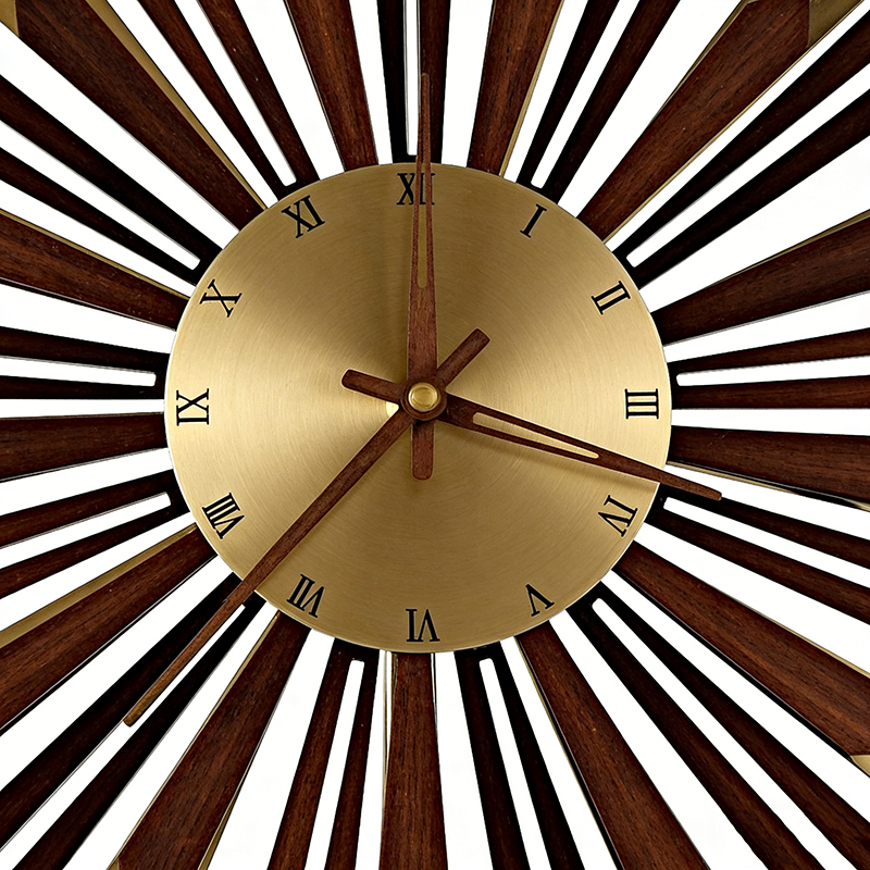Stainless Steel Crystal Walnut Desk Clock Set - Image 8