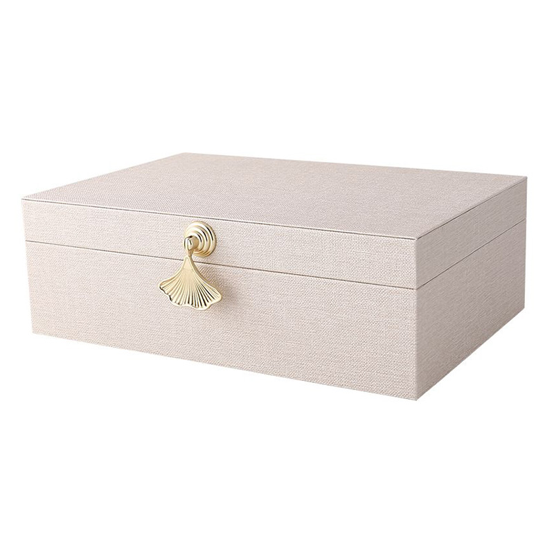 Beige Leather Mdf Jewelry Box Set (Two Sizes) - Image 6