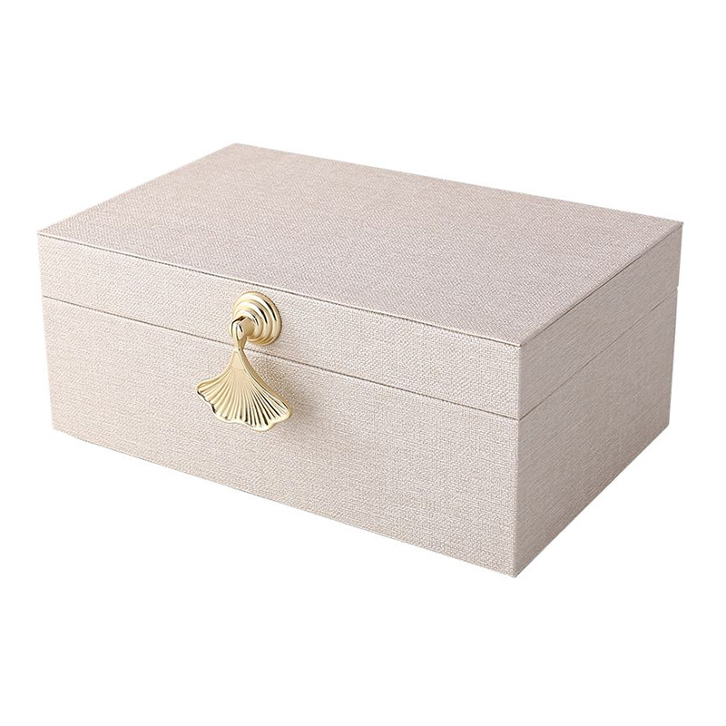 Beige Leather Mdf Jewelry Box Set (Two Sizes) - Image 5