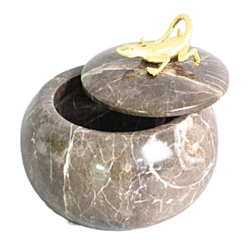 Modern Brass & Marble Lizard Decor Storage Jar Set (Two Finishes) - Image 4