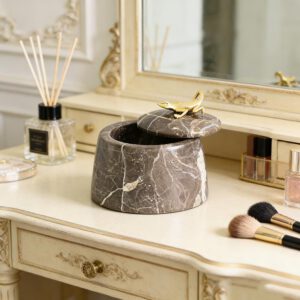 Modern Brass & Marble Lizard Decor Storage Jar Set (Two Finishes)
