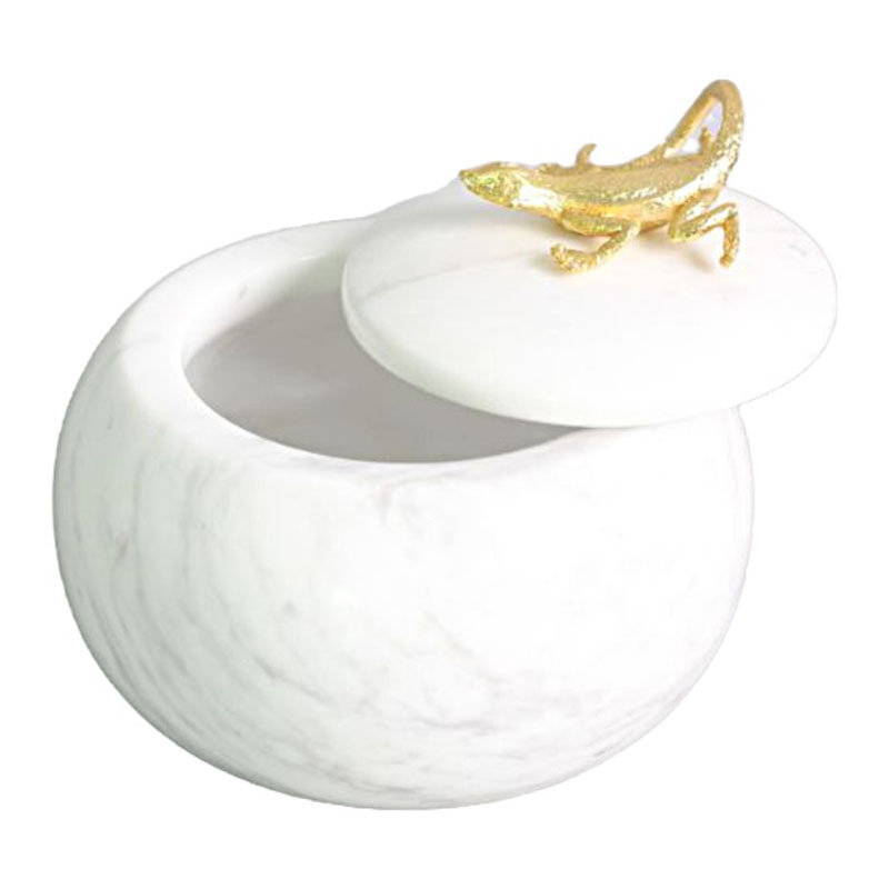 Modern Brass & Marble Lizard Decor Storage Jar Set (Two Finishes) - Image 8