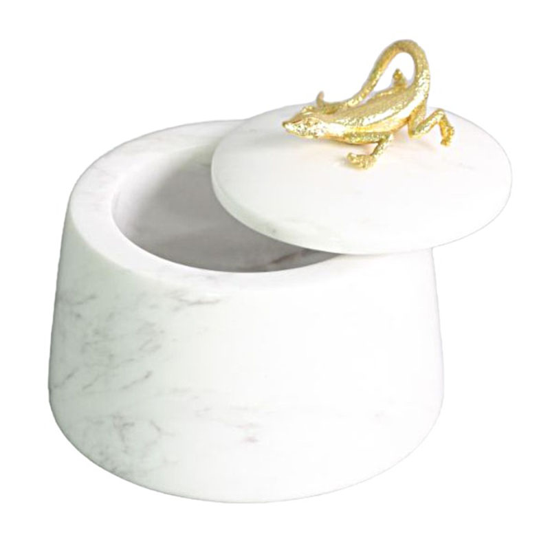 Modern Brass & Marble Lizard Decor Storage Jar Set (Two Finishes) - Image 6